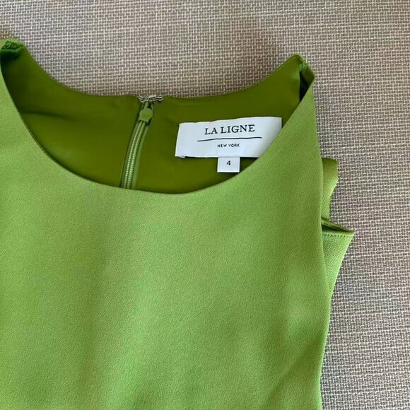 La Ligne NYC Alina Midi Dress Sz4/8 Peridot Green Elegant Cocktail Party Wedding - Picture 6 of 9